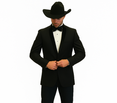Men's Two Toned Full Lapels Shawl Black Tuxedo wool Fabric Suit - Image 8