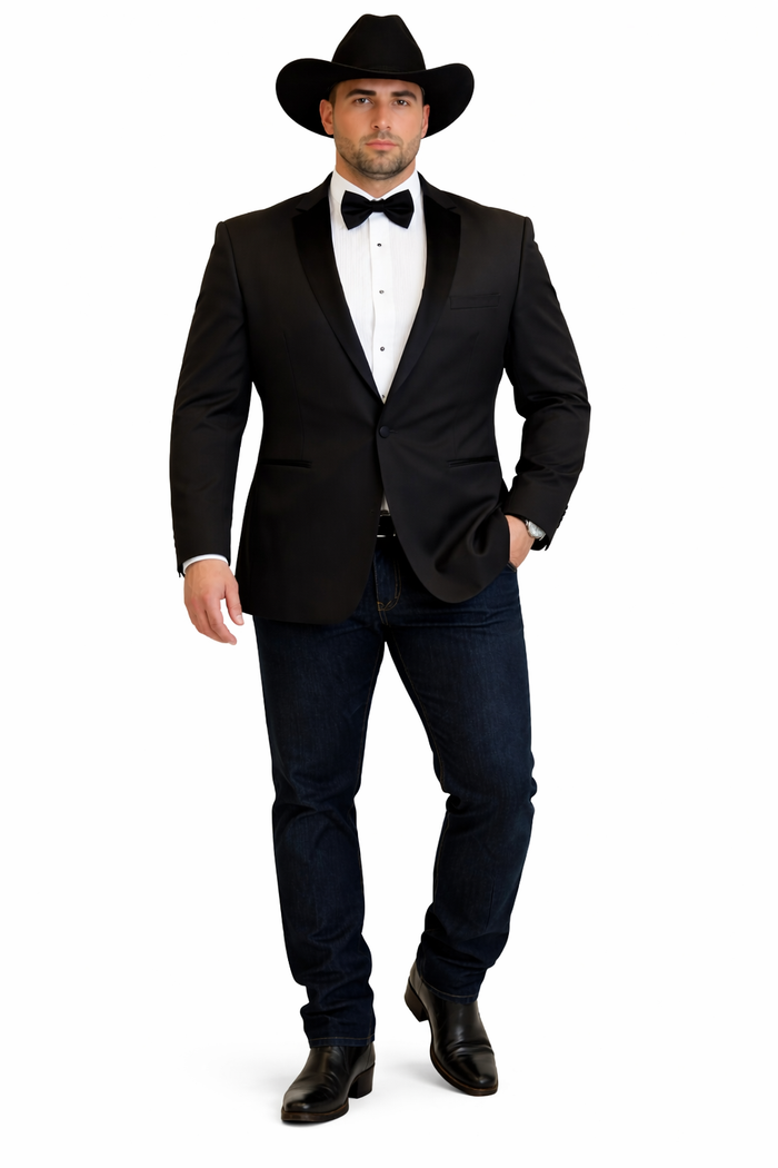 Men's Two Toned Full Lapels Shawl Black Tuxedo wool Fabric Suit