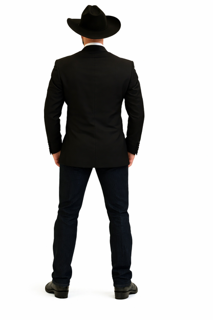 Men's Two Toned Full Lapels Shawl Black Tuxedo wool Fabric Suit
