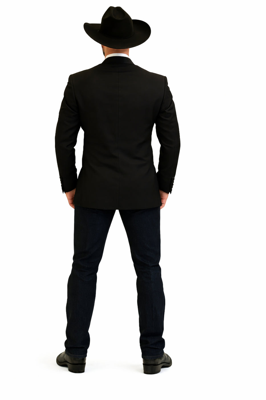Men's Two Toned Full Lapels Shawl Black Tuxedo wool Fabric Suit — MensUSA