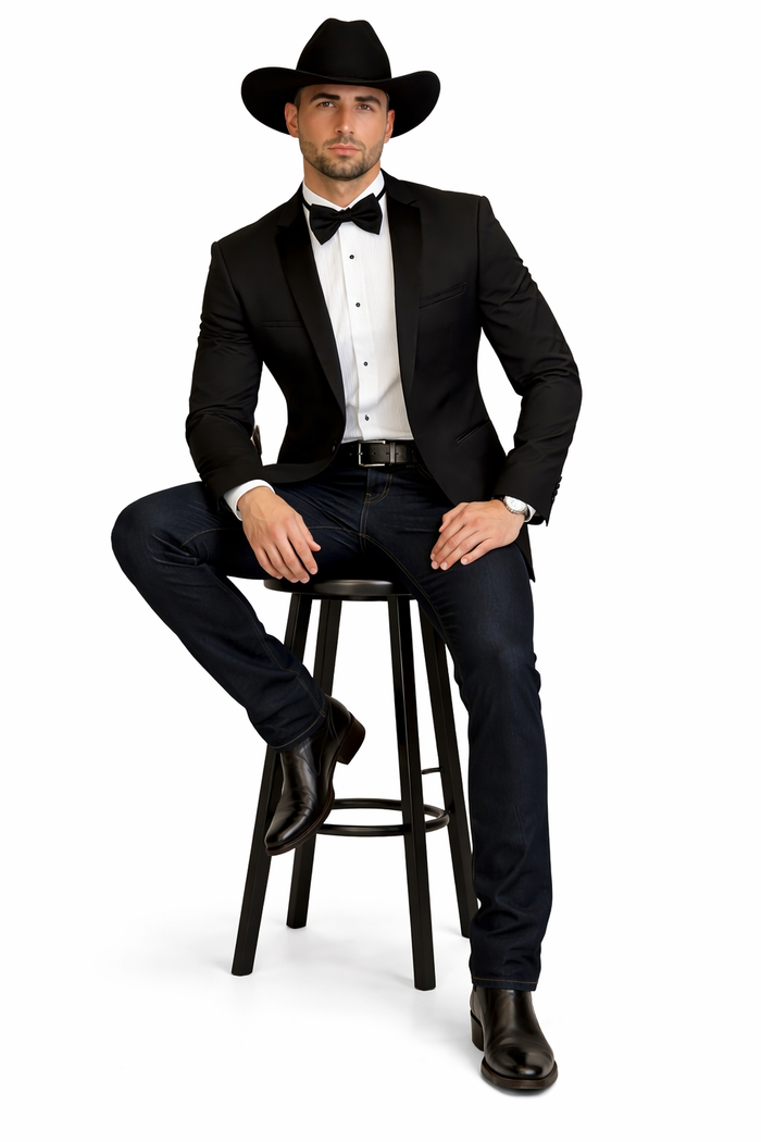 Men's Two Toned Full Lapels Shawl Black Tuxedo wool Fabric Suit