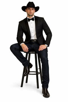 Men's Two Toned Full Lapels Shawl Black Tuxedo wool Fabric Suit