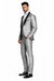 Men'S Two Toned Tuxedo Trimmed Jacket And Suit Silver Grey