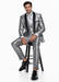 Men'S Two Toned Tuxedo Trimmed Jacket And Suit Silver Grey