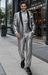 Men'S Two Toned Tuxedo Trimmed Jacket And Suit Silver Grey