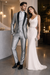 Men'S Two Toned Tuxedo Trimmed Jacket And Suit Silver Grey