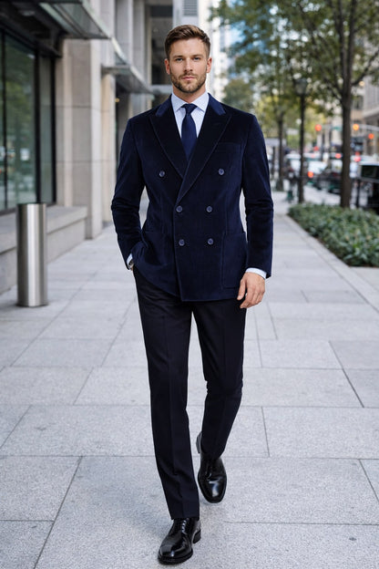 Men'S Velvet Dark Navy Blue Blazer - Sport Coat For Men - Image 8