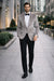 Men's Platinum Velvet Dinner Jacket with Satin Shawl Lapel | Formal Wedding Prom Blazer