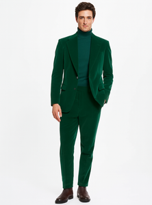 Mens Velvet Suit - Green Suit