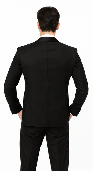 Men's Velvet Suit Lapel Suit - 100% Percent Wool Fabric Suit - Worsted Wool Business Suit - Image 2