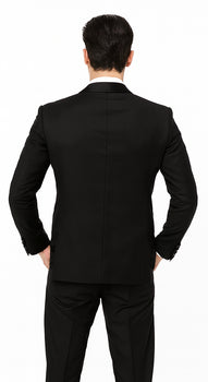 Men's Velvet Suit Lapel Suit - 100% Percent Wool Fabric Suit - Worsted Wool Business Suit - Image 2