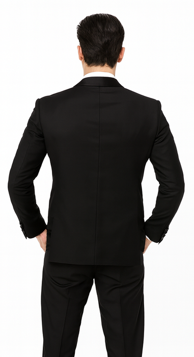 Men's Velvet Suit Lapel Suit - 100% Percent Wool Fabric Suit - Worsted Wool Business Suit