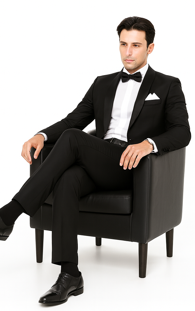 Men's Velvet Suit Lapel Suit - 100% Percent Wool Fabric Suit - Worsted Wool Business Suit - Image 4