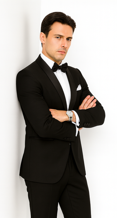 Men's Velvet Suit Lapel Suit - 100% Percent Wool Fabric Suit - Worsted Wool Business Suit