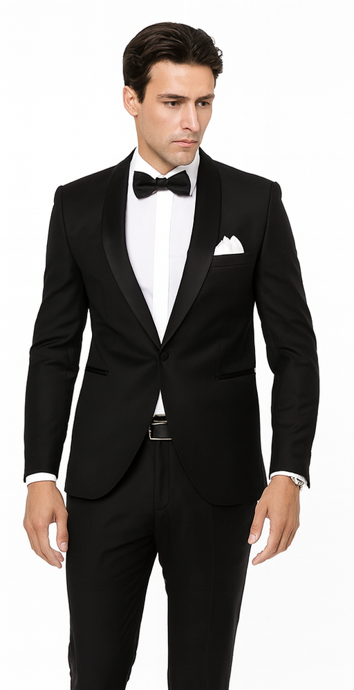 Men's Velvet Suit Lapel Suit - 100% Percent Wool Fabric Suit - Worsted Wool Business Suit