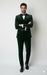 Mens Velvet Suit - Slim Fit Double Breasted Suit Blazer and Pants - Green
