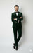 Mens Velvet Suit - Slim Fit Double Breasted Suit Blazer and Pants - Green