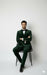 Mens Velvet Suit - Slim Fit Double Breasted Suit Blazer and Pants - Green