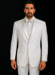 Mens Vested 2 Button Classic Tuxedo in White