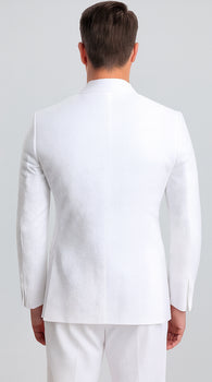 Mens Vested Summer Seersucker Suit in White Pinstripe