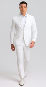Mens Vested Summer Seersucker Suit in White Pinstripe