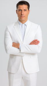 Mens Vested Summer Seersucker Suit in White Pinstripe