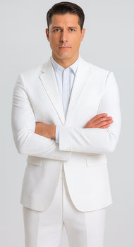 Mens Vested Summer Seersucker Suit in White Pinstripe