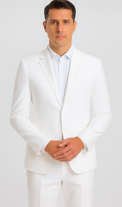 Mens Vested Summer Seersucker Suit in White Pinstripe