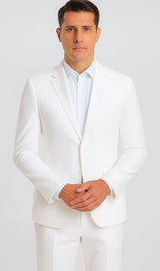 Mens Vested Summer Seersucker Suit in White Pinstripe