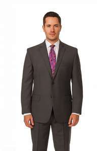 Men's Vitali  Authentic 2 Button Charcoal Slim Fit Suit - Color: Dark Grey Suit