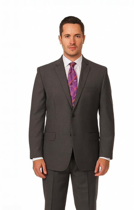 Men's Vitali  Authentic 2 Button Charcoal Slim Fit Suit - Color: Dark Grey Suit