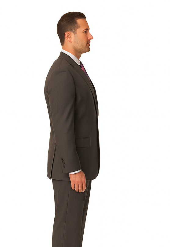 Men's Vitali  Authentic 2 Button Charcoal Slim Fit Suit - Color: Dark Grey Suit - Image 3