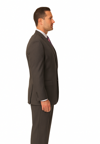 Men's Vitali  Authentic 2 Button Charcoal Slim Fit Suit - Color: Dark Grey Suit - Image 3