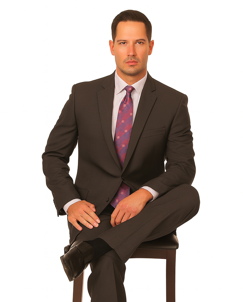 Men's Vitali  Authentic 2 Button Charcoal Slim Fit Suit - Color: Dark Grey Suit - Image 4