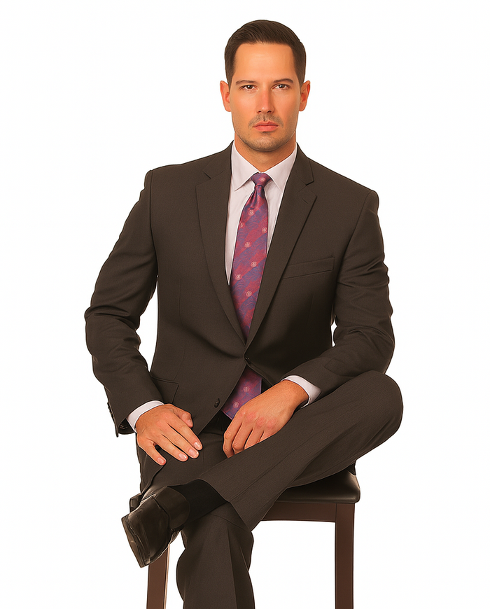 Men's Vitali  Authentic 2 Button Charcoal Slim Fit Suit - Color: Dark Grey Suit - Image 4