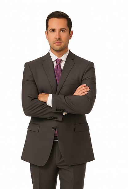 Men's Vitali  Authentic 2 Button Charcoal Slim Fit Suit - Color: Dark Grey Suit - Image 5