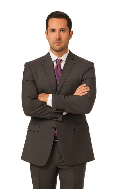 Men's Vitali  Authentic 2 Button Charcoal Slim Fit Suit - Color: Dark Grey Suit - Image 5