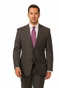 Men's Vitali  Authentic 2 Button Charcoal Slim Fit Suit - Color: Dark Grey Suit