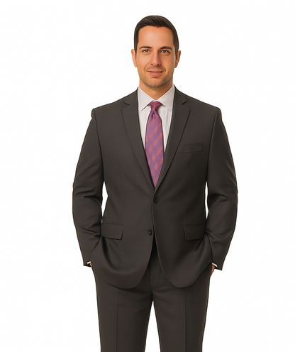 Men's Vitali  Authentic 2 Button Charcoal Slim Fit Suit - Color: Dark Grey Suit - Image 7
