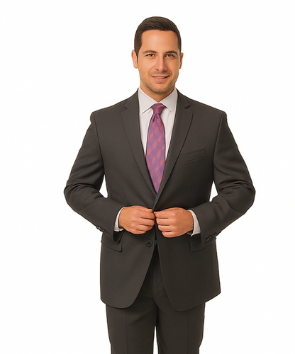 Men's Vitali  Authentic 2 Button Charcoal Slim Fit Suit - Color: Dark Grey Suit - Image 8