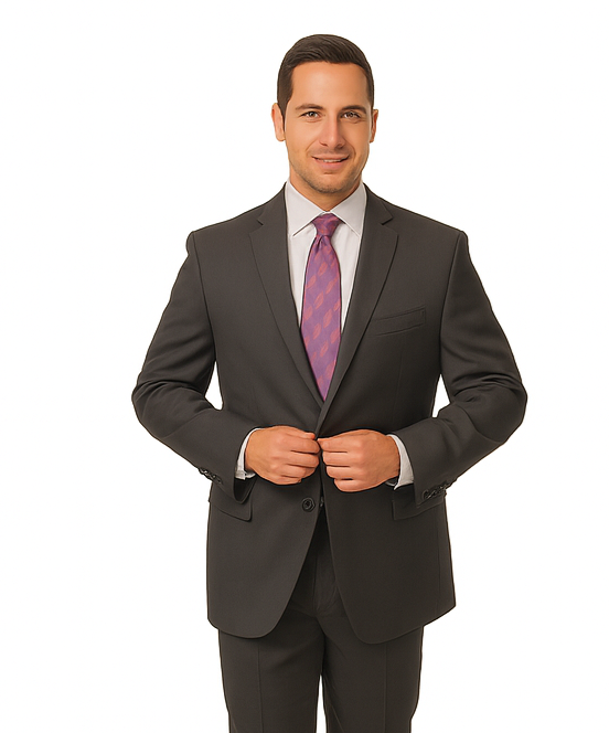 Men's Vitali  Authentic 2 Button Charcoal Slim Fit Suit - Color: Dark Grey Suit