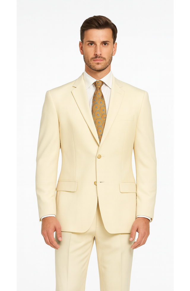 Men's Vitali  Authentic 2 Button Cream Slim Fit Suit