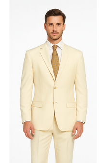 Men's Vitali  Authentic 2 Button Cream Slim Fit Suit