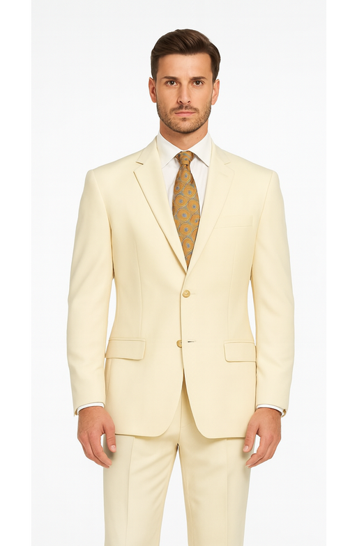 Men's Vitali  Authentic 2 Button Cream Slim Fit Suit