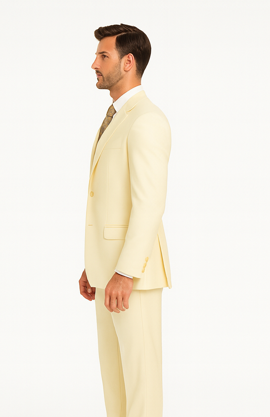 Men's Vitali  Authentic 2 Button Cream Slim Fit Suit - Image 3