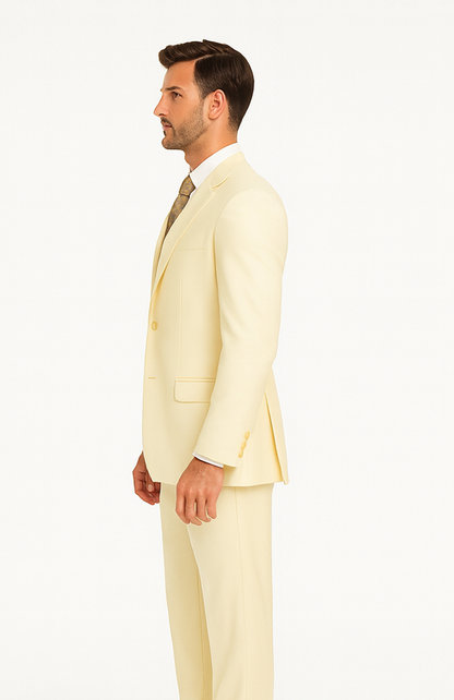 Men's Vitali  Authentic 2 Button Cream Slim Fit Suit - Image 3
