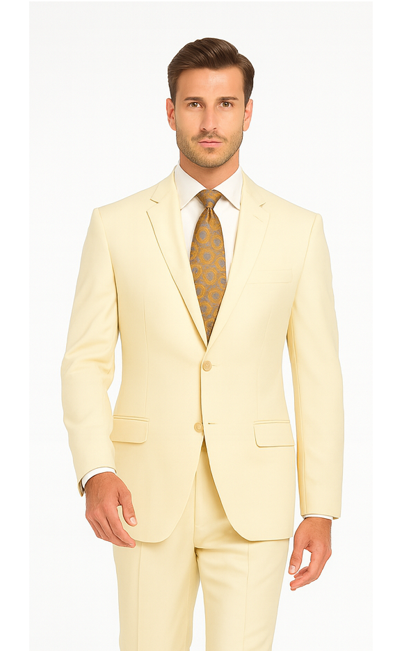 Men's Vitali  Authentic 2 Button Cream Slim Fit Suit - Image 6
