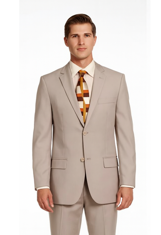 Men's Vitali  Authentic 2 Button Khaki Slim Fit Suit