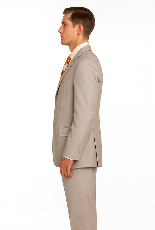 Men's Vitali  Authentic 2 Button Khaki Slim Fit Suit - Image 3