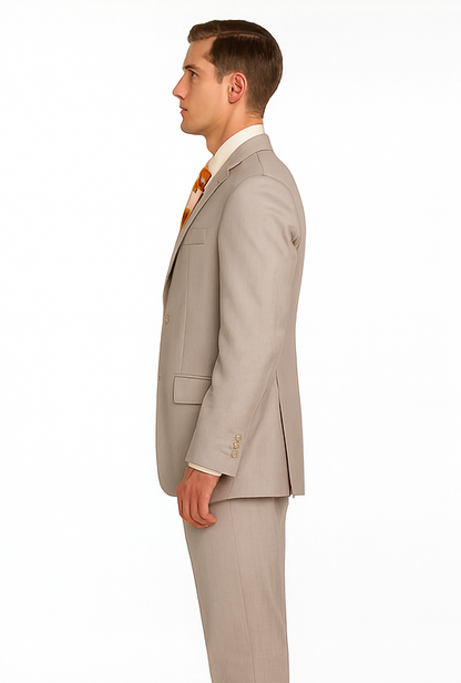 Men's Vitali  Authentic 2 Button Khaki Slim Fit Suit - Image 3